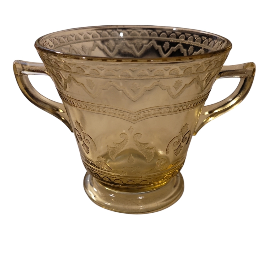 Patrician Amber Open Footed Sugar Bowl By Federal Glass